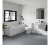 Denton Basin and 1700mm Slim Edge Straight Single Ended Bathroom Suite | White | 550mm