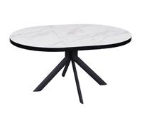denton ceramic marble extending dining table in white