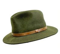 Denton Hats Arizona Showerproof Packable Hand Made Fedora Trilby Hat with Leather Band 100% Wool (Olive, Large)