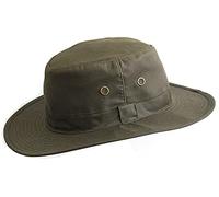 Denton Hats Men's Colombia Waxed Bush Hat Outdoor Ranger Water Resistant Wide Brim Fedora Boonie Hat (Olive, Large)