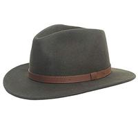 Denton Hats Showerproof Packable Colorado Hand Made Fedora Trilby Hat with Leather Band 100% Wool (Olive, Medium)