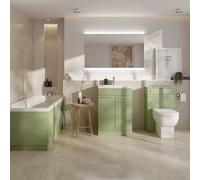 Denton Slim Edge Straight Single Ended Bathroom Suite including Furniture Set with Polished Chrome Handles | Olive Green | ABS Polished Chrome | 1700mm