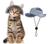 DENTRUN Cat Cowboy Hat with Ear Holes for Tiny Pets Birthday Party Costume, Headwear for Kittens, Funny Sombrero Chihuahua Beanie Cap Party Decorations