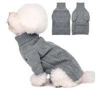 DENTRUN Dog Sweater Jumper, Turtleneck Knitting Dog Sweater, Fleece Jumpers Pullover Sweatshirt for Dogs Cats, Pullover Pajama Dog Coat, Elastic Dog Jumper