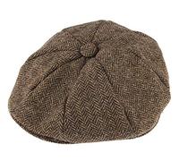 Dents - Abraham Moon Yorkshire Herringbone Tweed 8 Piece Cap (Extra Large = 62cm, Chocolate)