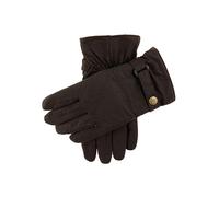 Dents Exmoor Men's Fleece Lined Waxed Cotton Gloves BROWN L