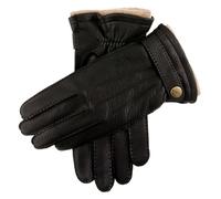 Dents Gloucester Men's Handsewn Cashmere Lined Deerskin Leather Gloves with Cashmere Cuffs BLACK 9