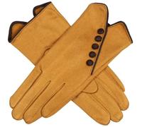 Dents Gloves WoMens Touchscreen Ochre Choc Stretch One Size Covered Buttons