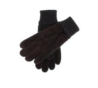 Dents Kendal Men's Fleece Lined Suede Gloves with Knitted Cuffs BROWN/CHARCOAL L