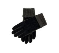Dents Kendal Men's Fleece Lined Suede Gloves with Knitted Cuffs NAVY/Charcoal M