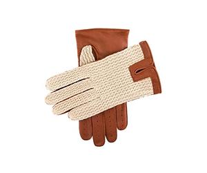 Dents Lancaster Men's Classic Crochet Back Driving Gloves COGNAC M