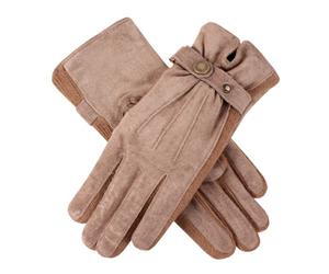 Dents Laura Women's Suede Walking Gloves OATMEAL L