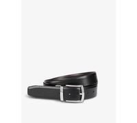 Dents Mens Brown/black Logo-engraved Reversible Leather Belt S