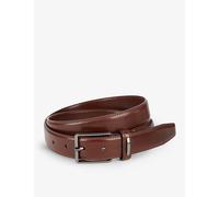 Dents Mens Brown Logo-engraved Leather Belt L