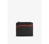 Dents Mens Dents Logo-Debossed Leather Card Holder Black/Dark Tan