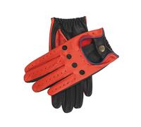 Dents Mens Grand Prix Touchscreen Leather Driving Gloves - Tangerine/Black/Blue - Medium