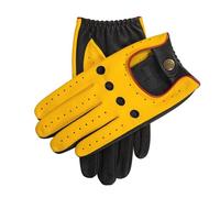 Dents Mens Grand Prix Touchscreen Leather Driving Gloves - Yellow/Black/Red - Large