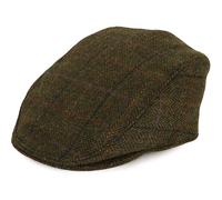 Dents Moon Tweed Flat Cap - Olive L L