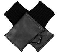 Dents Womens Aubrey Fingerless Leather Mittens - Black - Large