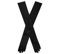 Dents Womens Charlotte Long Opera Satin Gloves - Black