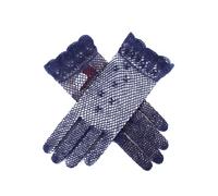 Dents Women's Cotton Crochet Gloves NAVY ONE