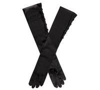 Dents Womens Daphne Long Below Elbow Satin Button Gloves - Black