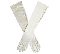 Dents Womens Daphne Long Below Elbow Satin Button Gloves - Ivory