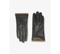 Women’s Three-Point Wool Blend-Lined Leather Gloves with Knitted Cuffs - CHARCOAL / S
