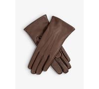 Women’s Touchscreen Three-Point Cashmere-Lined Leather Gloves - Mocca / 7.5