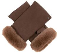 Dents Womens Eva Trim Fingerless Suede Mittens - Mocca Brown - Medium