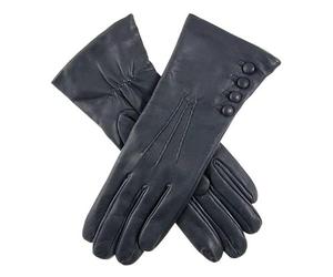 Dents Womens Evangeline Touchscreen Three-Point Cashmere Lined Leather Gloves - Navy/Red - Large