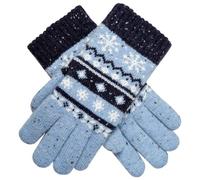 Dents Womens Fair Isle Jacquard Design Knitted Gloves - Cornflower Blue