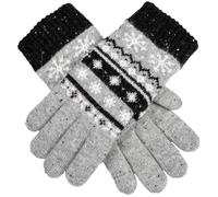 Dents Womens Fair Isle Jacquard Design Knitted Gloves - Dove Grey