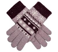 Dents Womens Fair Isle Jacquard Design Knitted Gloves - Lilac