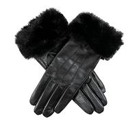 Dents Women's Faux Fur Touchscreen Black Gloves Size L