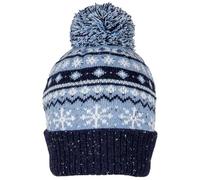 Dents Womens Jacquard Fair Isle Knitted Bobble Hat - Cornflower Blue