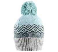 Dents Womens Jacquard Geometric Pattern Knitted Bobble Hat - Duck Egg Blue/Dove Grey