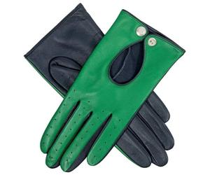 Dents Womens Oulton Touchscreen Leather Driving Gloves - Emerald Green/Navy - Large