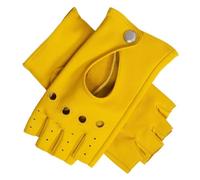 Dents Womens Paris Fingerless Leather Driving Gloves - Yellow - Large
