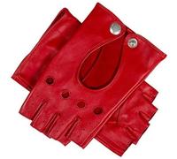 Dents Womens Paris Hairsheep Leather Half Finger Driving Gloves - Berry Red - Medium