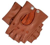 Dents Womens Paris Hairsheep Leather Half Finger Driving Gloves - Cognac Tan - Medium