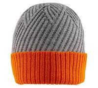 Dents Womens Patchwork Cable Knit Beanie Hat - Dove Grey/Tangerine Orange