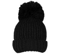 Dents Womens Ribbed Knit Bobble Hat - Black