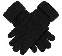 Dents Womens Ribbed Knit Gloves - Black