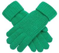 Dents Womens Ribbed Knit Gloves - Emerald Green