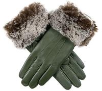 Dents Womens Sarah Hairsheep Leather Faux Cuff Gloves - Sage Green - Medium