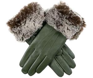 Dents Womens Sarah Hairsheep Leather Faux Cuff Gloves - Sage Green - Medium