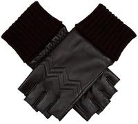 Dents Womens Serena Quilted Chevron Fingerless Leather Gloves - Mocca Brown - Medium