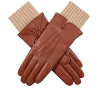 Dents Womens Tamara Knitted Cuff Leather Gloves - Cognac Tan/Camel Tan - Large