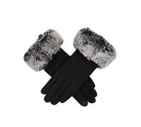 Dents Women's Touchscreen Thermal Gloves with Faux Fur Cuffs NAVY ONE